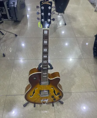 Starsun Electric Guitar – Semi-Hollow Body (Sunburst Finish) front