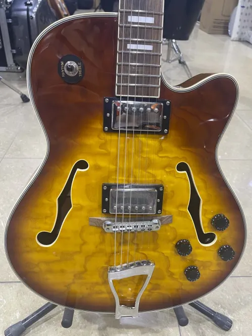 Starsun Electric Guitar – Semi-Hollow Body (Sunburst Finish) front